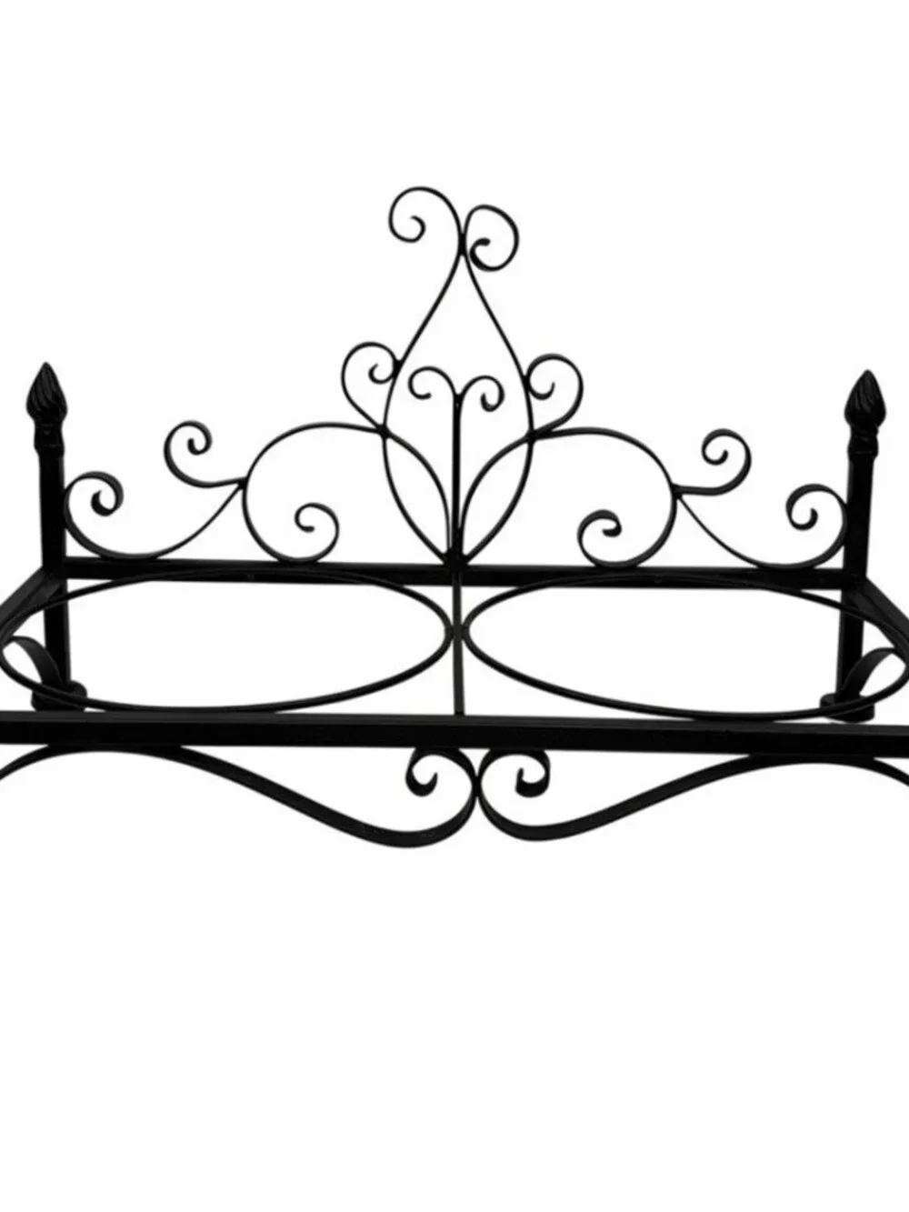 Vintage Victorian Style Wrought Iron Dog Food & Water Bowl Holder Ornate Scroll